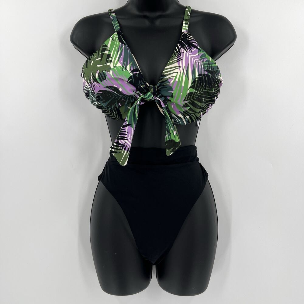 Swimsuits For All Tropical Floral Print Bikini 2 Piece Set Top Size 12 Bottoms 8